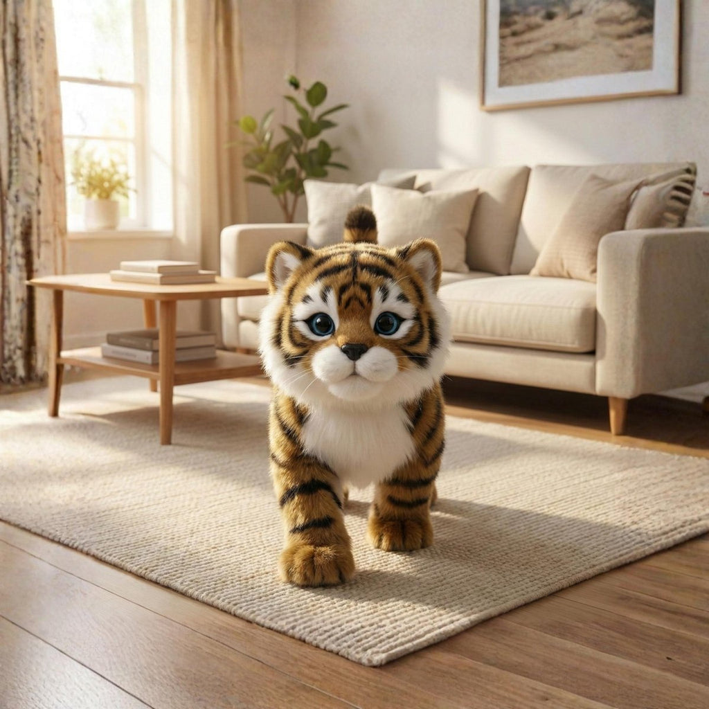 Tigreau robot réaliste et interactif - Jouet électronique de chaton qui marche et miaule