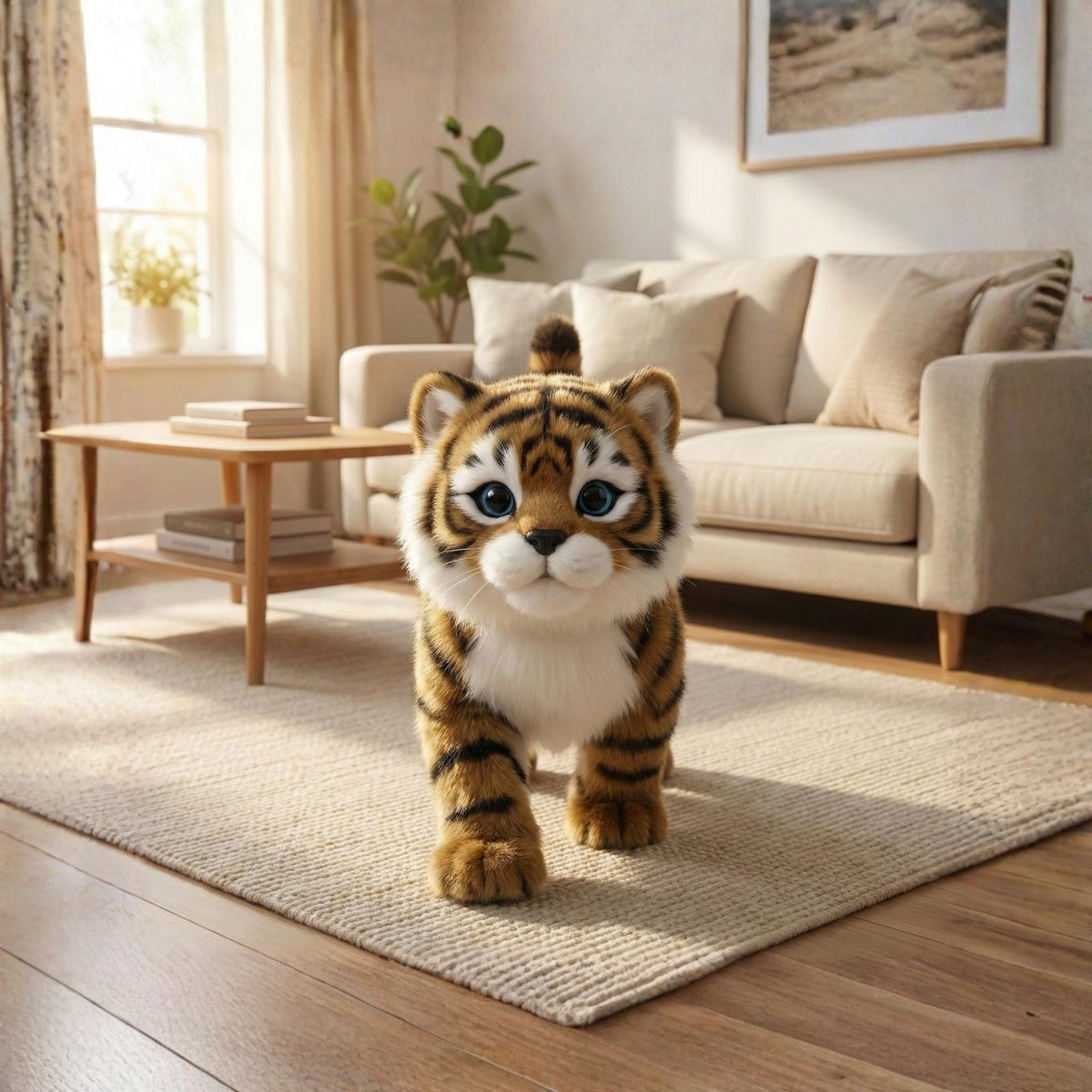 Tigreau robot réaliste et interactif - Jouet électronique de chaton qui marche et miaule