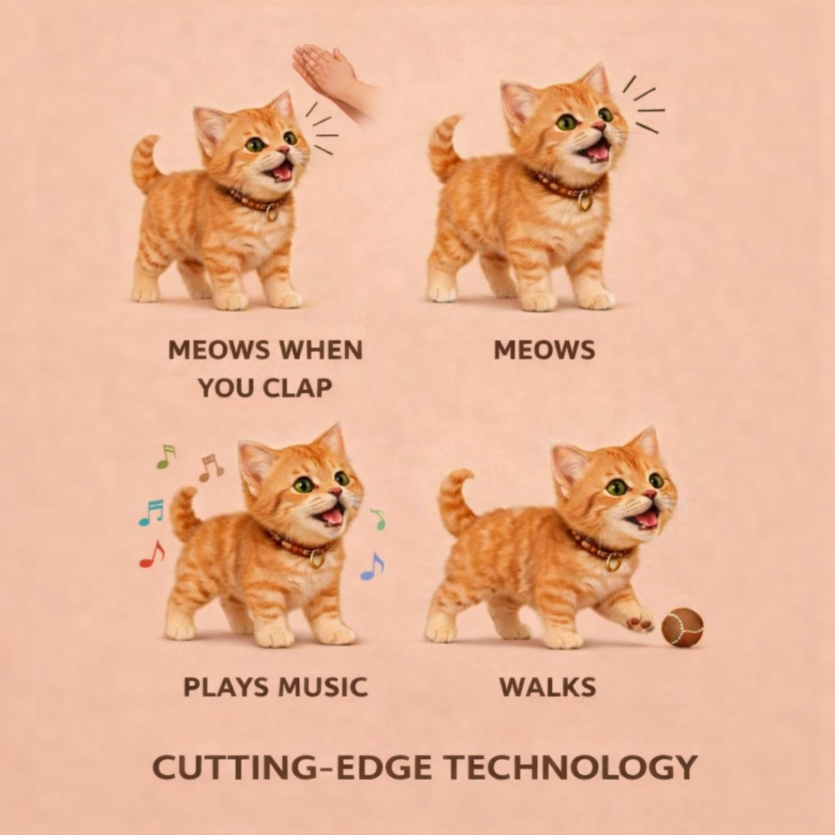 Interactive Orange Tabby Robot Kitten – Realistic Walking and Meowing Electronic Pet Toy