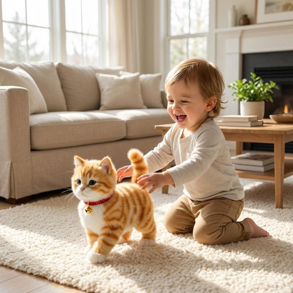 Interactive Orange Tabby Robot Kitten – Realistic Walking and Meowing Electronic Pet Toy