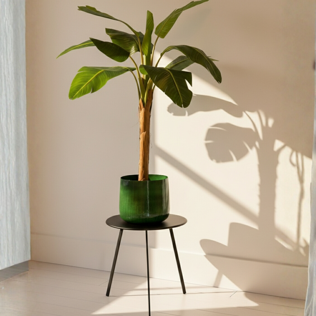 Jardinière en métal vert foncé de style industriel – Pot de fleurs
