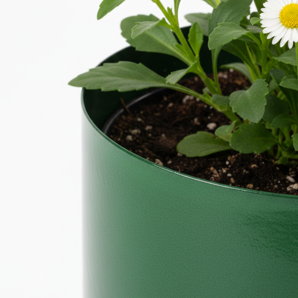 Jardinière en métal vert foncé de style industriel – Pot de fleurs