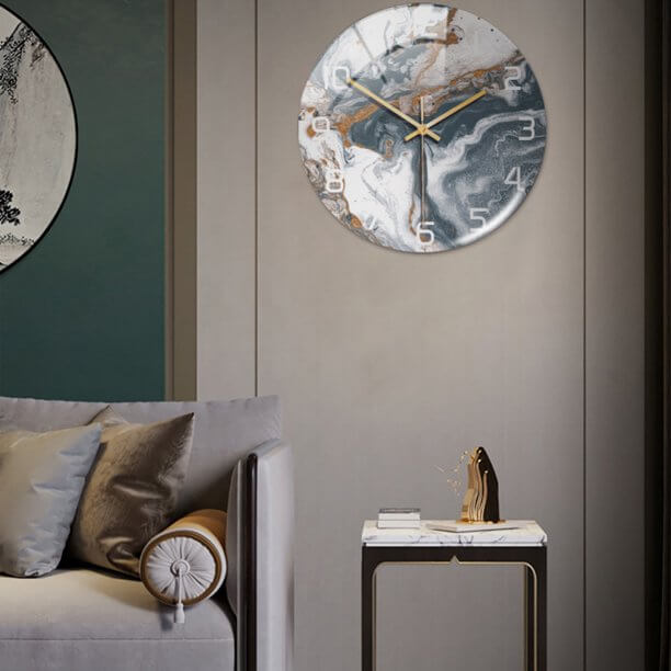 Marble-Style Wall Clock for Modern Home Decor – Elegant Decorative Timepiece for Living Room, Office and Bedroom
