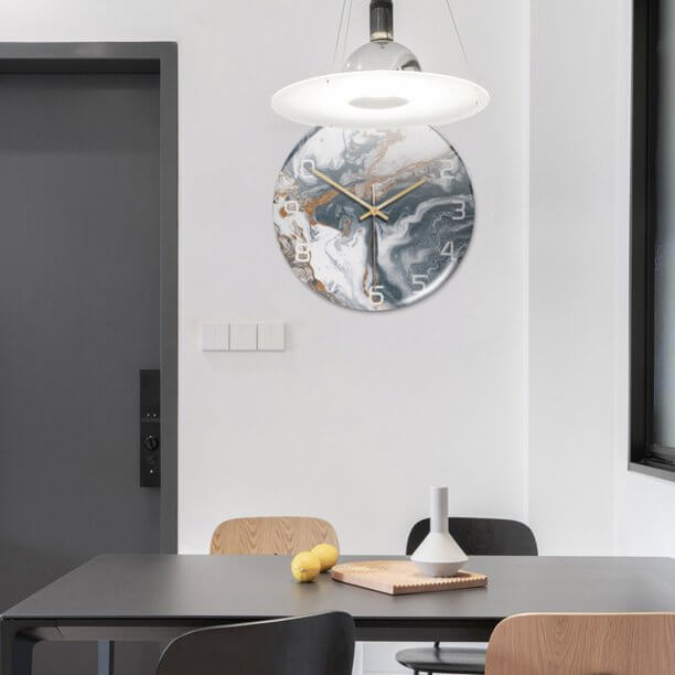 Marble-Style Wall Clock for Modern Home Decor – Elegant Decorative Timepiece for Living Room, Office and Bedroom