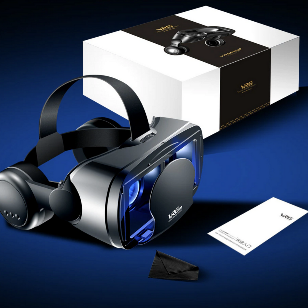 Casque VR intelligent avec écouteurs intégrés – Lentilles réglables, large champ de vision et compatibilité universelle avec les téléphones | Expérience 3D immersive pour iPhone et Android