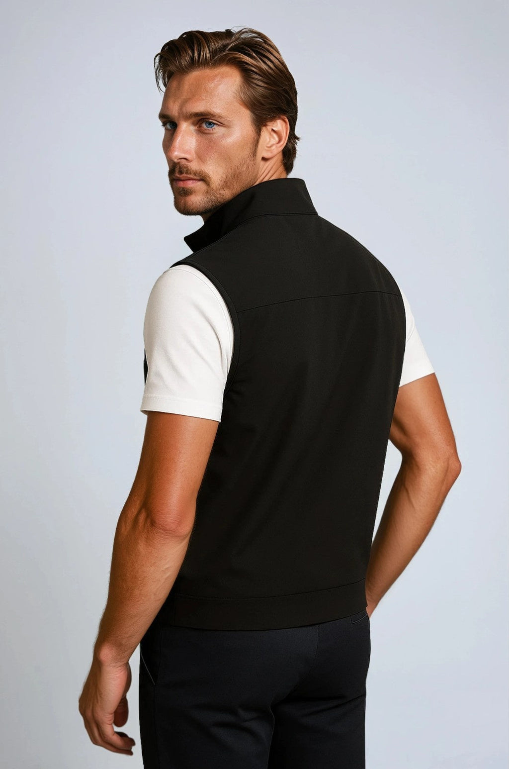 Oliver Men's Black Casual Stand Collar Vest