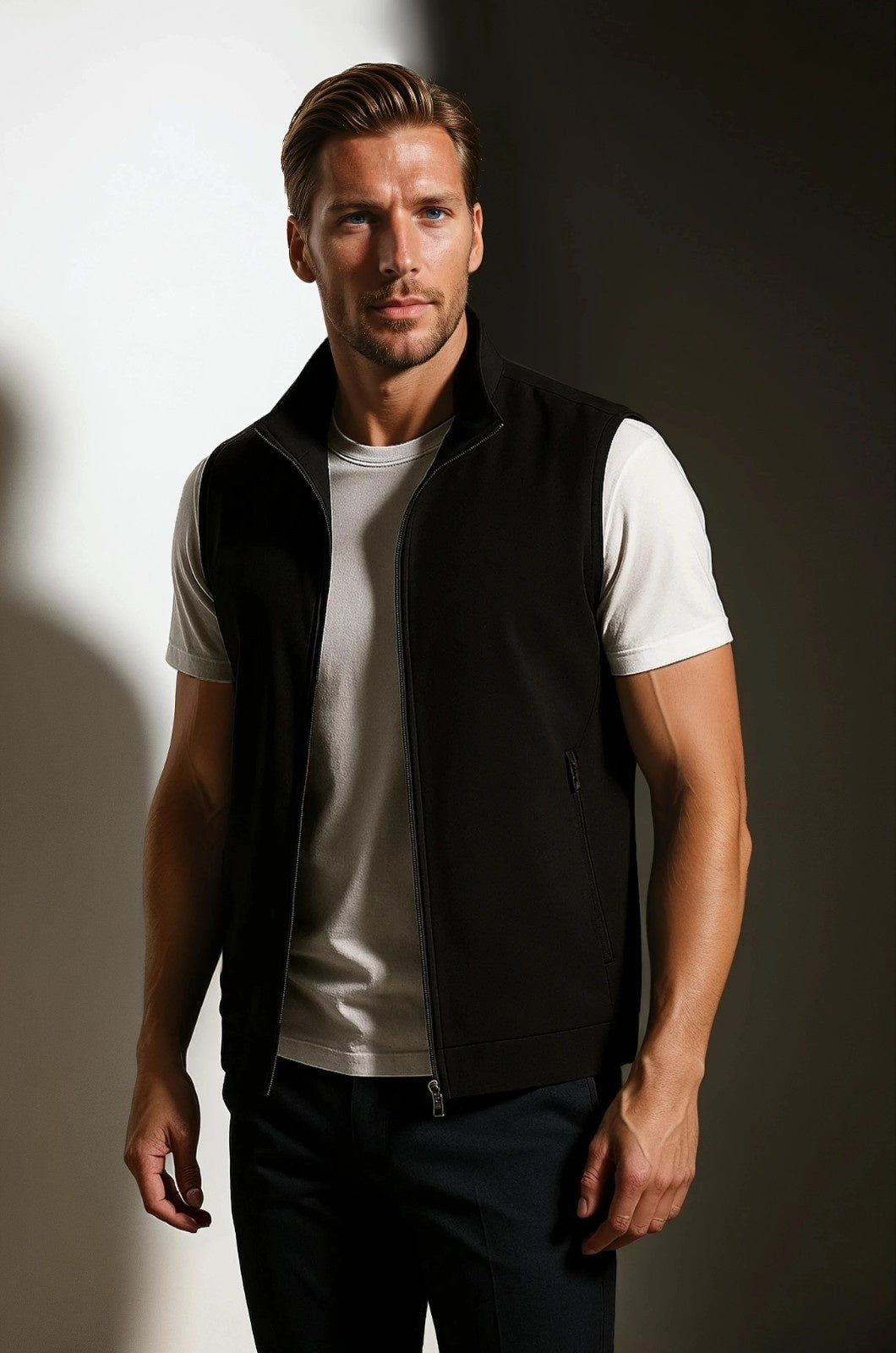 Oliver Men's Black Casual Stand Collar Vest