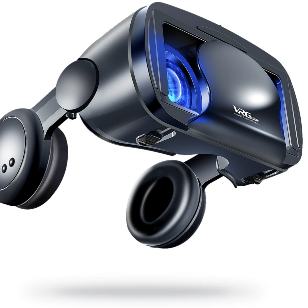 Casque VR intelligent avec écouteurs intégrés – Lentilles réglables, large champ de vision et compatibilité universelle avec les téléphones | Expérience 3D immersive pour iPhone et Android