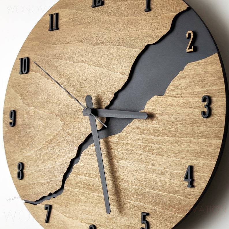 Elegante Wanduhr aus Holz für die Wohndekoration – Minimalistische Uhr für Wohnzimmer, Küche und Büro