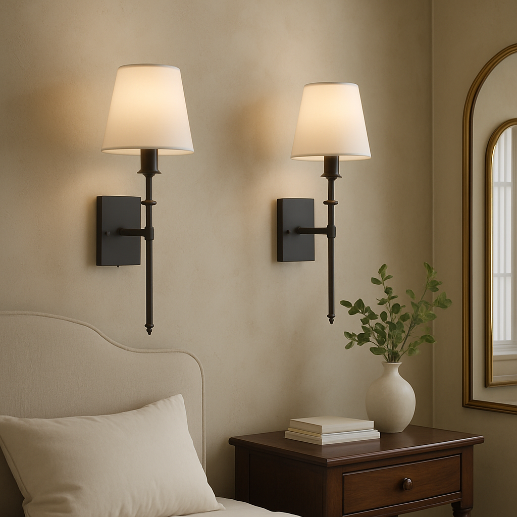 Set aus 2 kabelgebundenen Wandleuchten für die Innenbeleuchtung – Elegante Wandleuchten über Spiegeln, Betten und zur Schlafzimmereinrichtung