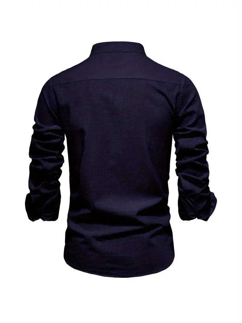 Camicia da uomo in lino effetto lino con bottoni per l’estate – Camicia casual leggera per vacanze, lavoro e outfit quotidiani
