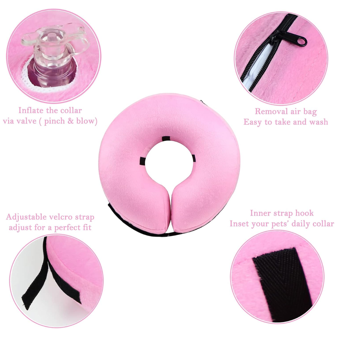 Collier gonflable de récupération pour chien après une opération - Alternative douce et confortable à la collerette pour les animaux