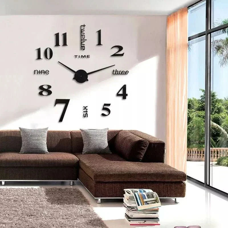 3D-Wanduhr für moderne Wohndekoration – Große dekorative Zeitanzeige für Wohnzimmer, Büro und zeitgenössische Innenräume