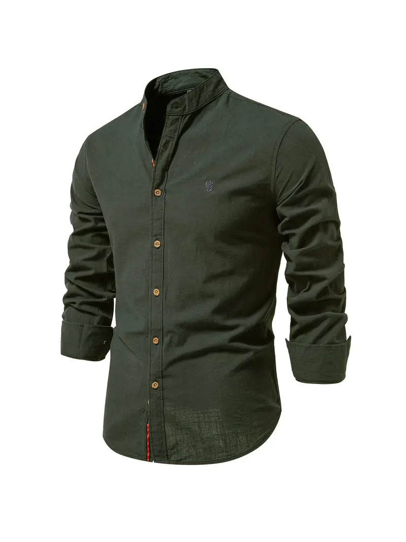 Camicia da uomo in lino effetto lino con bottoni per l’estate – Camicia casual leggera per vacanze, lavoro e outfit quotidiani