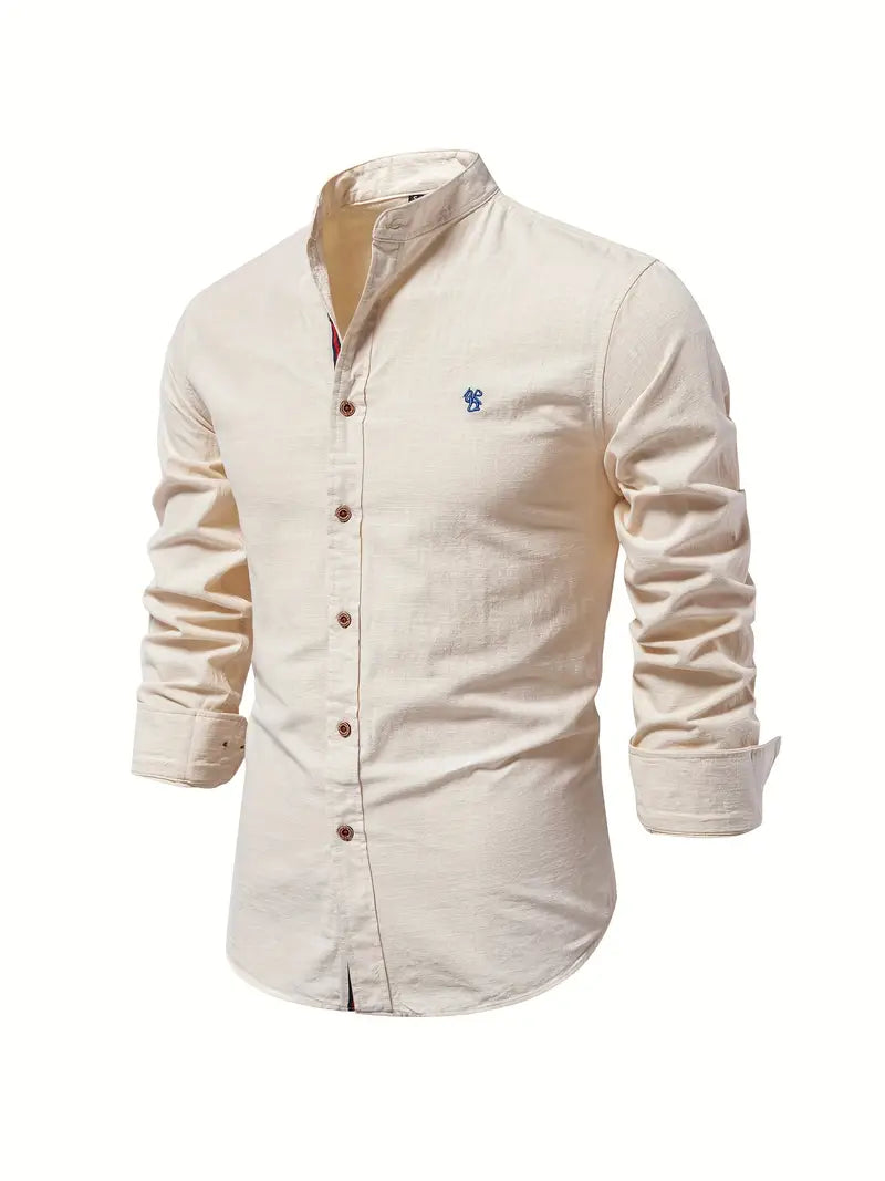 Camicia da uomo in lino effetto lino con bottoni per l’estate – Camicia casual leggera per vacanze, lavoro e outfit quotidiani