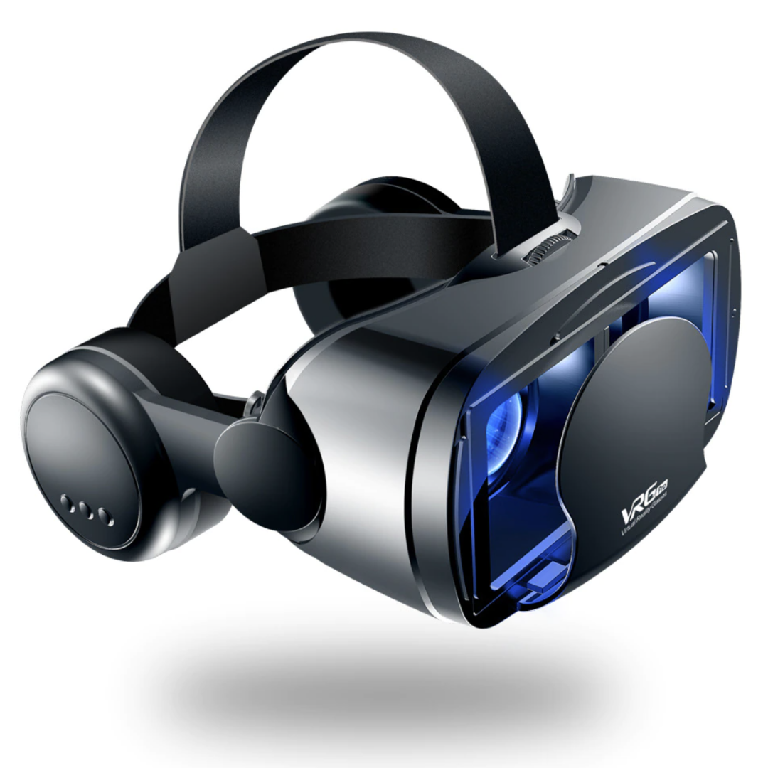 Casque VR intelligent avec écouteurs intégrés – Lentilles réglables, large champ de vision et compatibilité universelle avec les téléphones | Expérience 3D immersive pour iPhone et Android