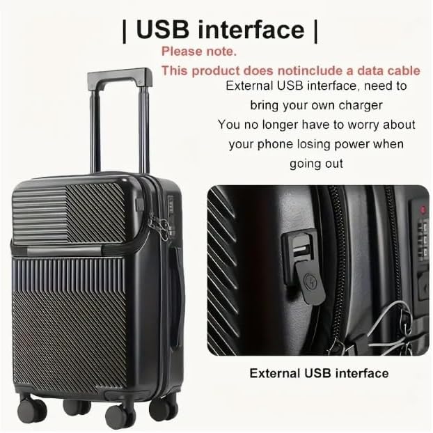 Hard Shell Cabin Suitcase with Cup Holder and USB Port – Carry-On Luggage with TSA Lock for Smart Travel