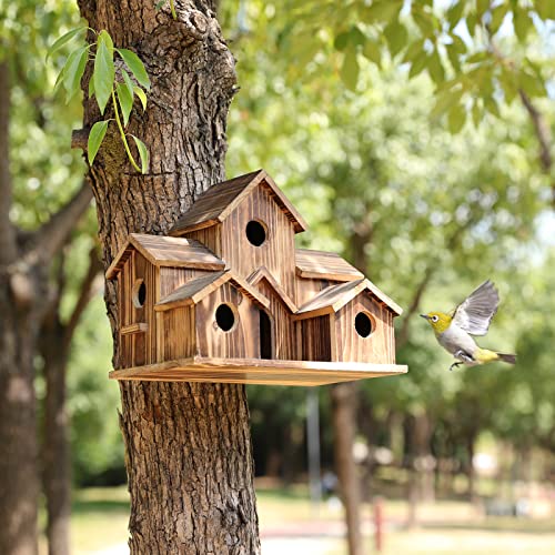 Mehrstöckiges Holz-Vogelhaus mit 6 Eingängen für den Garten