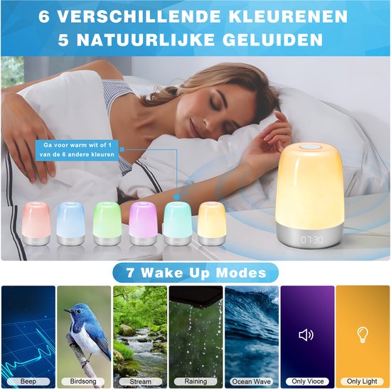 Aufwachlicht mit natürlichem Weckton – Sonnenaufgangssimulationslampe für einen sanften Morgenablauf und bessere Schlafgewohnheiten