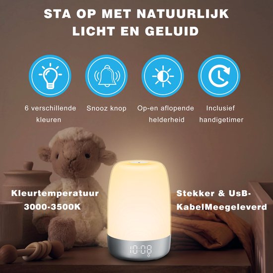 Aufwachlicht mit natürlichem Weckton – Sonnenaufgangssimulationslampe für einen sanften Morgenablauf und bessere Schlafgewohnheiten