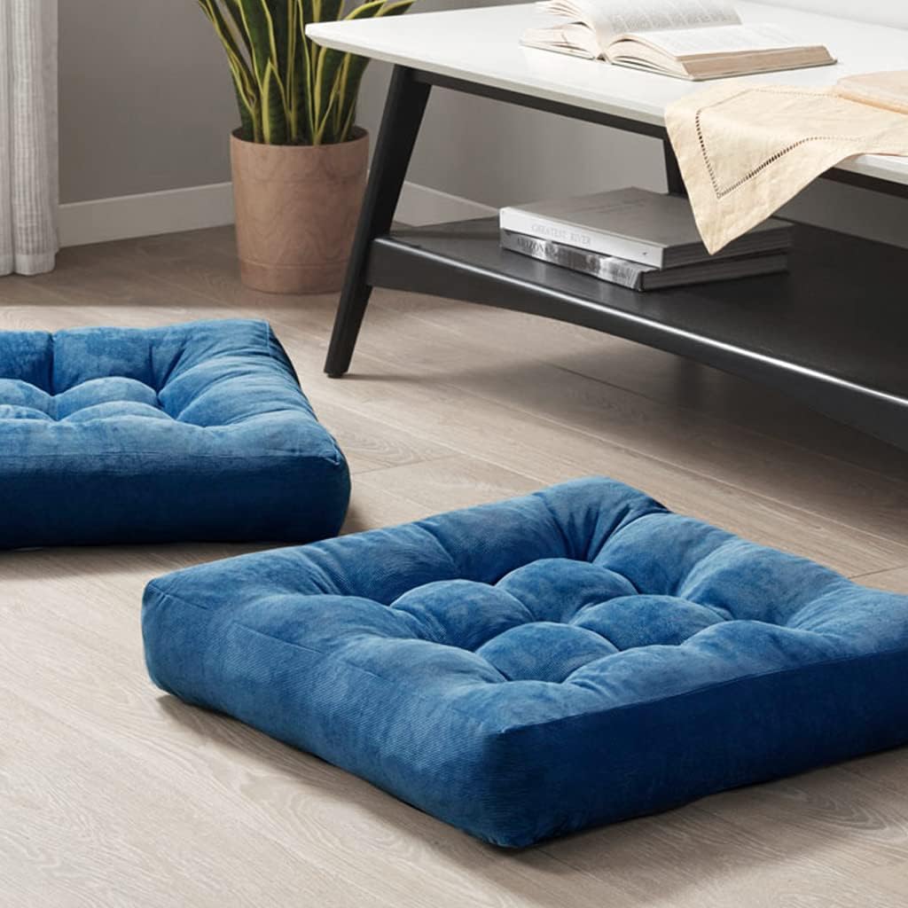 Set of Two Large Tufted Meditation Cushions for Floor Seating – Comfortable Support Pillows for Yoga, Mindfulness and Relaxation