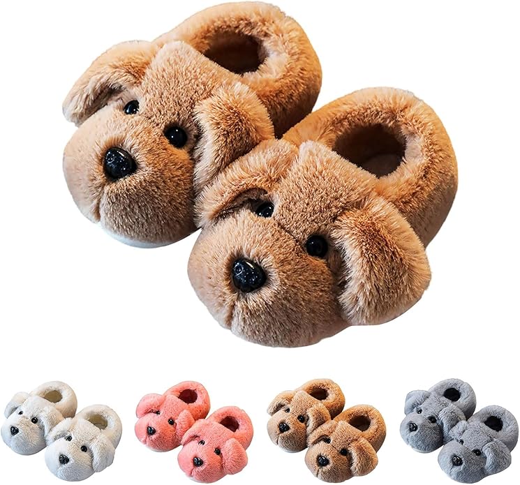 Chaussons pour enfants en forme de chiot pour la maison - Chaussures d’intérieur douces et confortables au design animal adorable