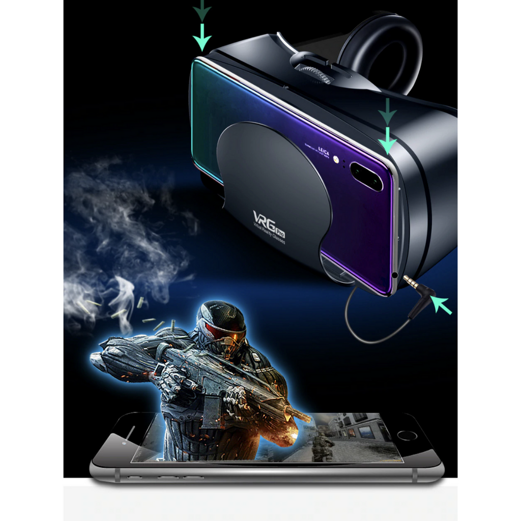 Casque VR intelligent avec écouteurs intégrés – Lentilles réglables, large champ de vision et compatibilité universelle avec les téléphones | Expérience 3D immersive pour iPhone et Android