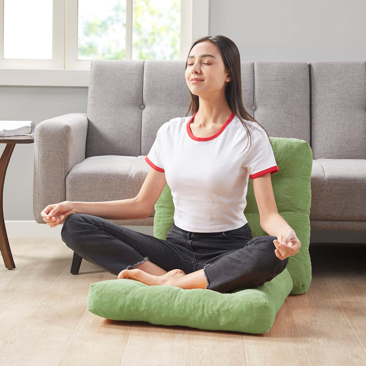 Set aus zwei großen getufteten Meditationskissen für das Sitzen auf dem Boden – Bequeme Stützkissen für Yoga, Achtsamkeit und Entspannung