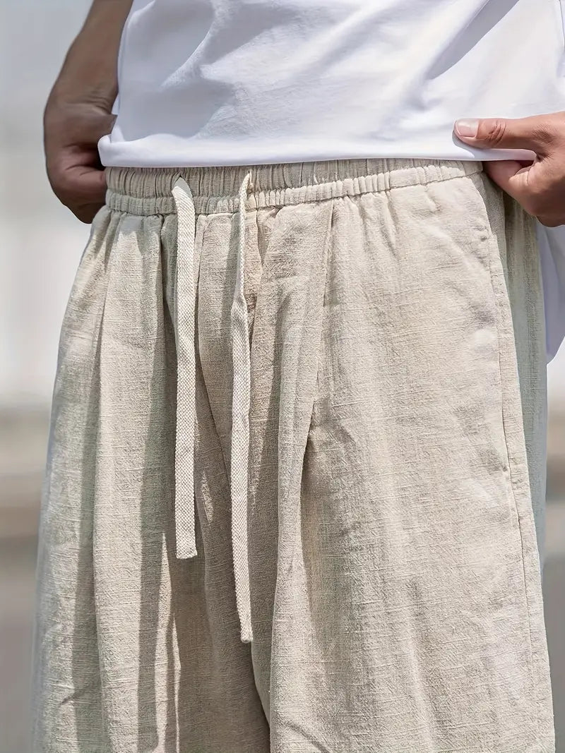 Pantaloni da uomo dalla vestibilità morbida in stile lino – Pantaloni leggeri per outfit estivi, vacanze e tutti i giorni