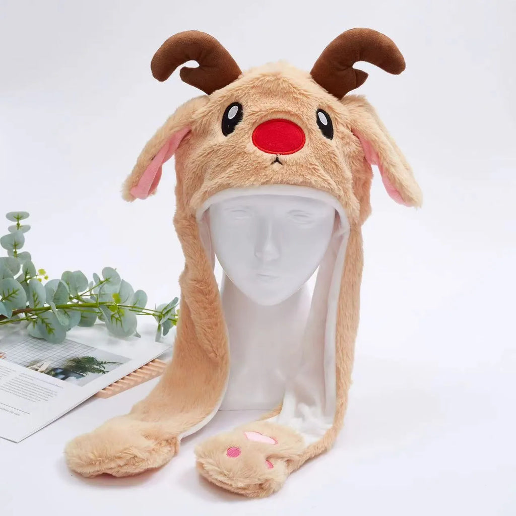 Interaktiver Hasenohrenhut für Kinder und Erwachsene – Niedlicher Plüschhut mit beweglichen Ohren zum Spielen, für Kostüme und als Geschenk