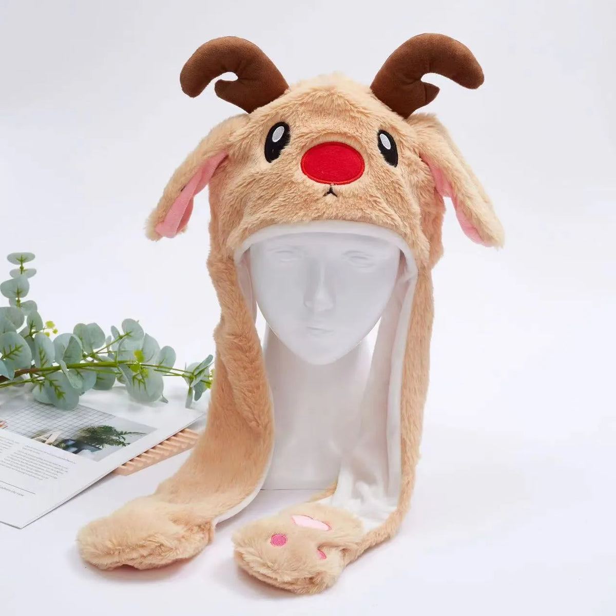 Interaktiver Hasenohrenhut für Kinder und Erwachsene – Niedlicher Plüschhut mit beweglichen Ohren zum Spielen, für Kostüme und als Geschenk