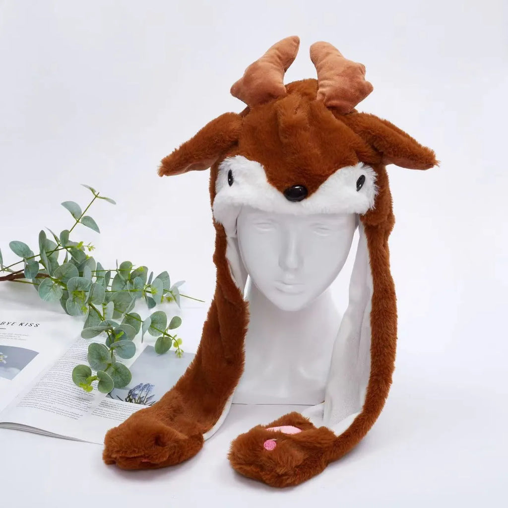 Interaktiver Hasenohrenhut für Kinder und Erwachsene – Niedlicher Plüschhut mit beweglichen Ohren zum Spielen, für Kostüme und als Geschenk