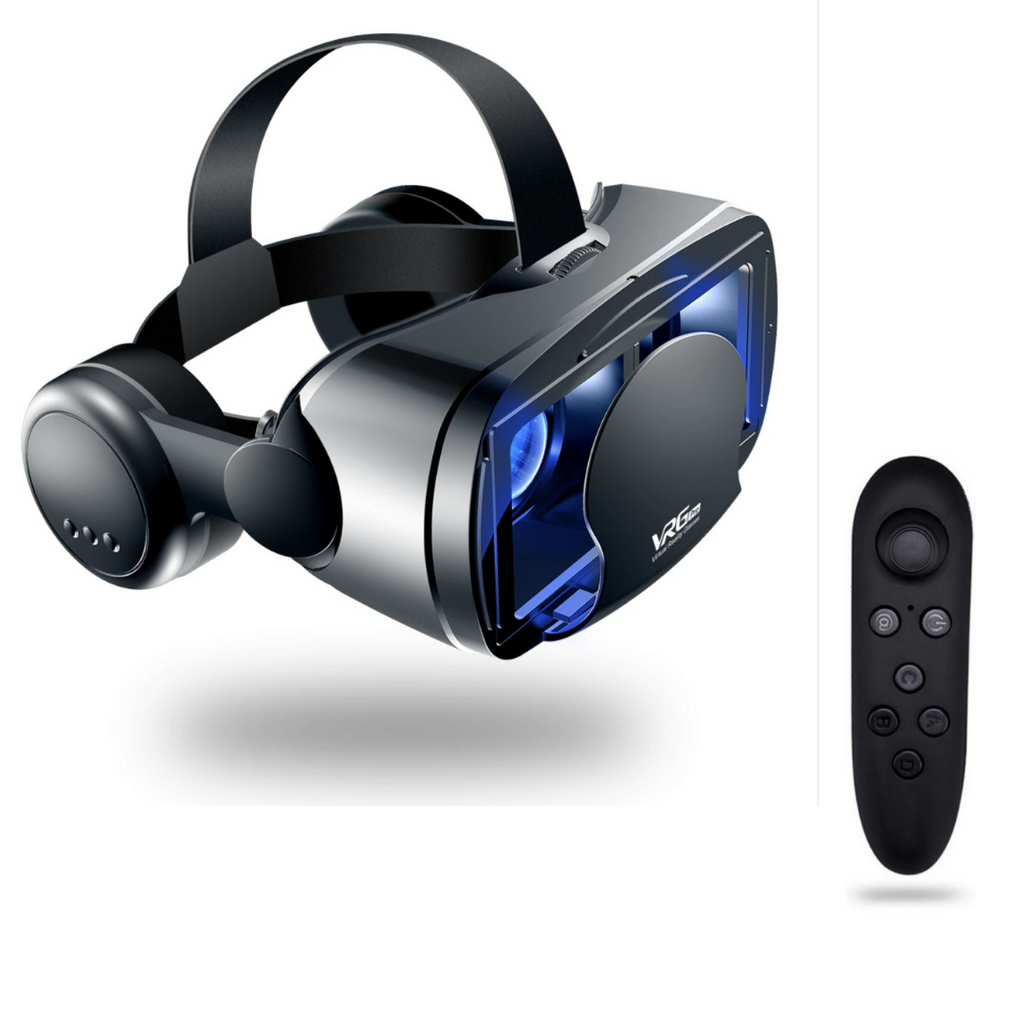 Casque VR intelligent avec écouteurs intégrés – Lentilles réglables, large champ de vision et compatibilité universelle avec les téléphones | Expérience 3D immersive pour iPhone et Android
