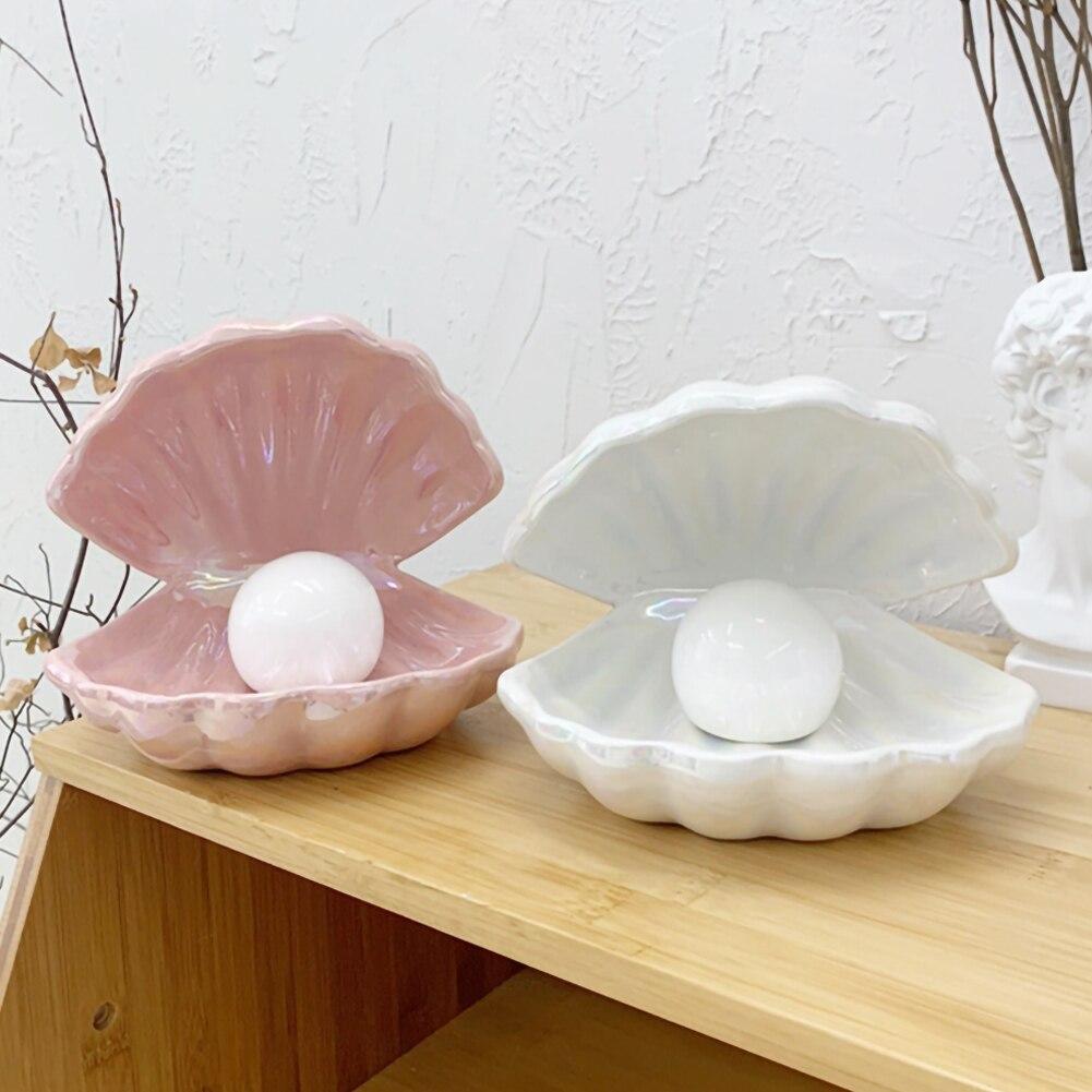 Lampada da tavolo a forma di conchiglia con perle per un’illuminazione ambientale soffusa – Elegante lampada decorativa per camera da letto e soggiorno