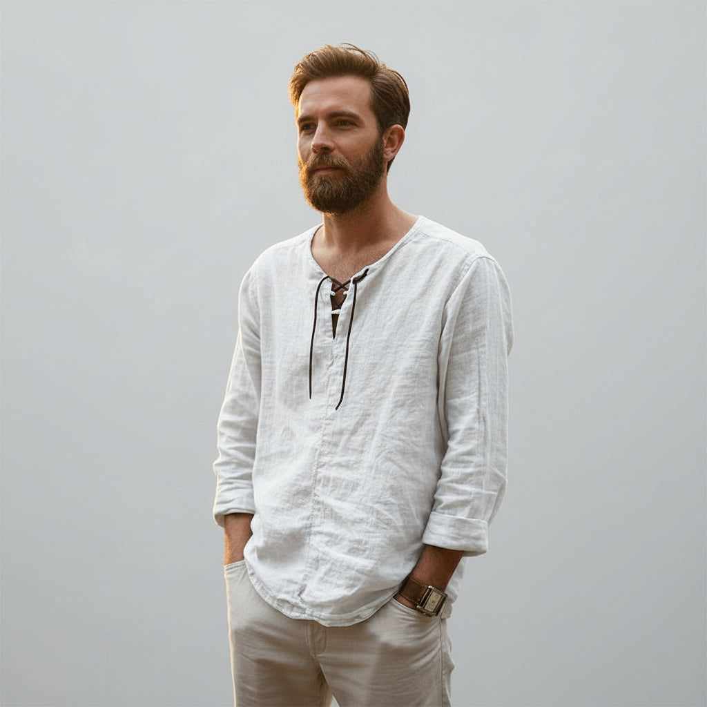 Cael Ren. – Leichte Leinenbluse und T-Shirt für Herren für sommerlichen Stil