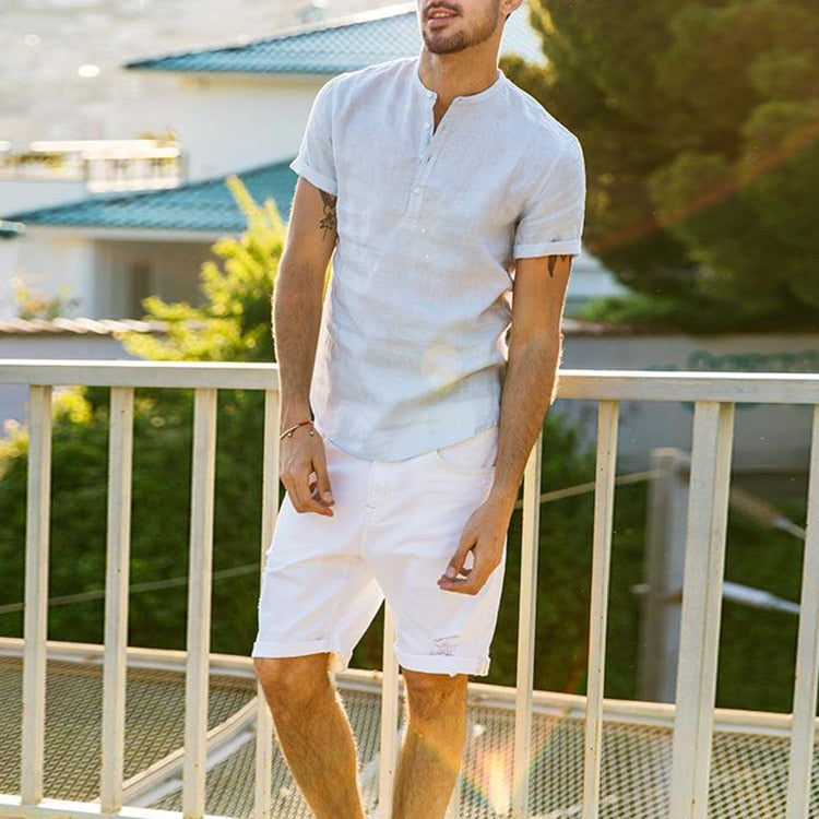 Cael Ren. – Leichte Leinenbluse und T-Shirt für Herren für sommerlichen Stil