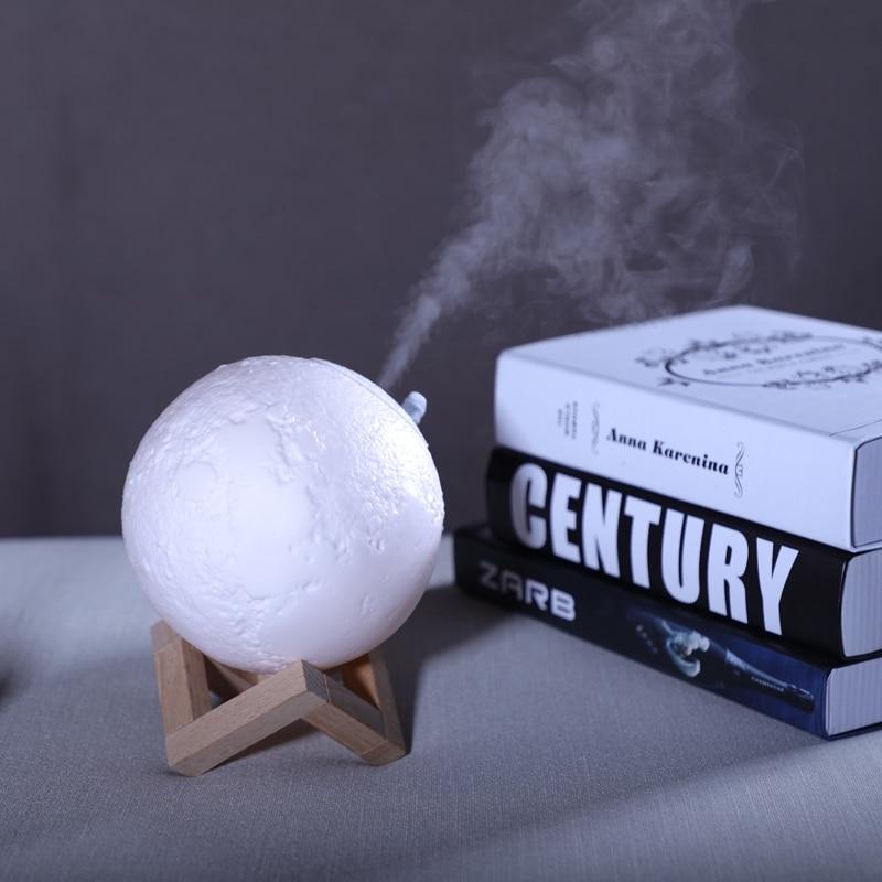 Purificador de aire con humidificador y efecto de luz lunar – Dispositivo de doble función para purificar el aire y crear una iluminación ambiental