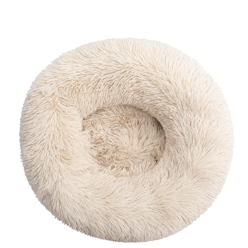 Round Plush Dog Bed for Ultimate Comfort – Calming Soft Pet Bed for Small and Large Dogs