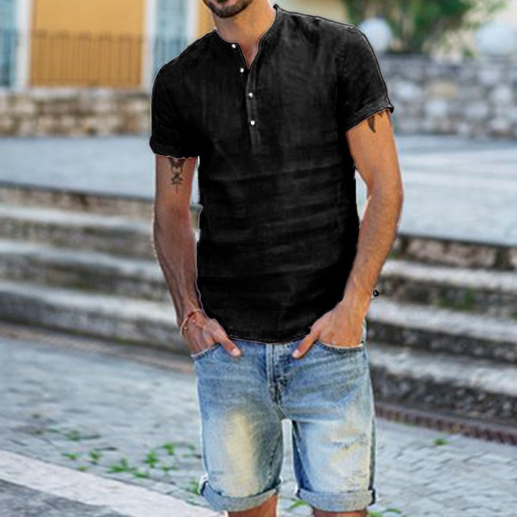 Cael Ren. – Leichte Leinenbluse und T-Shirt für Herren für sommerlichen Stil