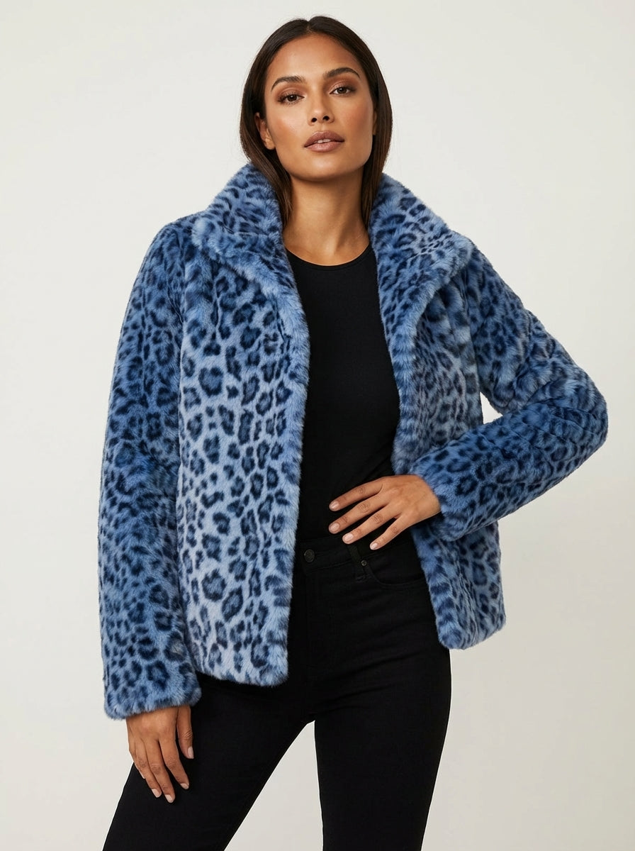 Elena Veste teddy pour femme à imprimé léopard