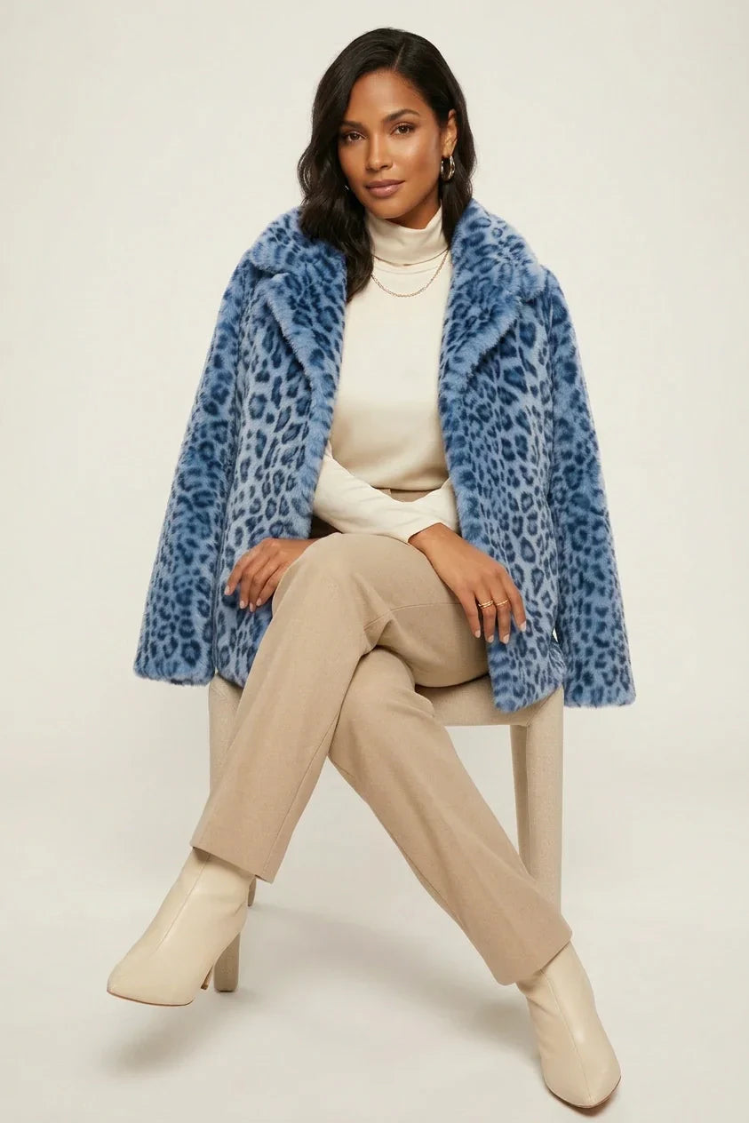 Elena Veste teddy pour femme à imprimé léopard