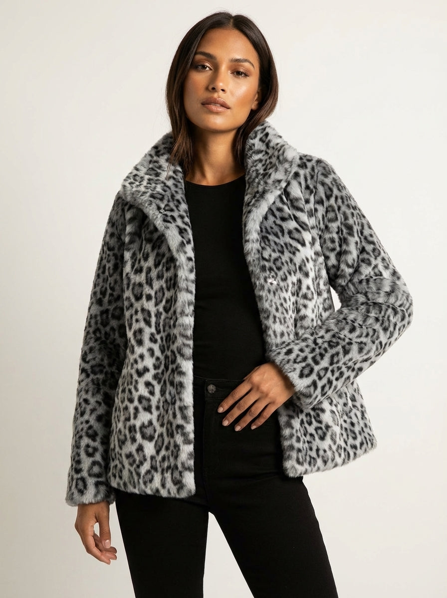 Elena Veste teddy pour femme à imprimé léopard