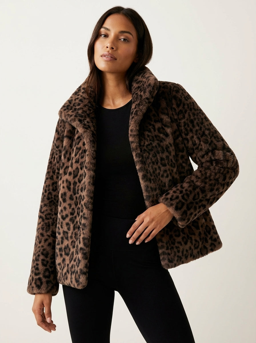 Elena Veste teddy pour femme à imprimé léopard