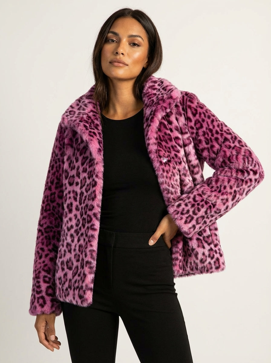Elena Veste teddy pour femme à imprimé léopard
