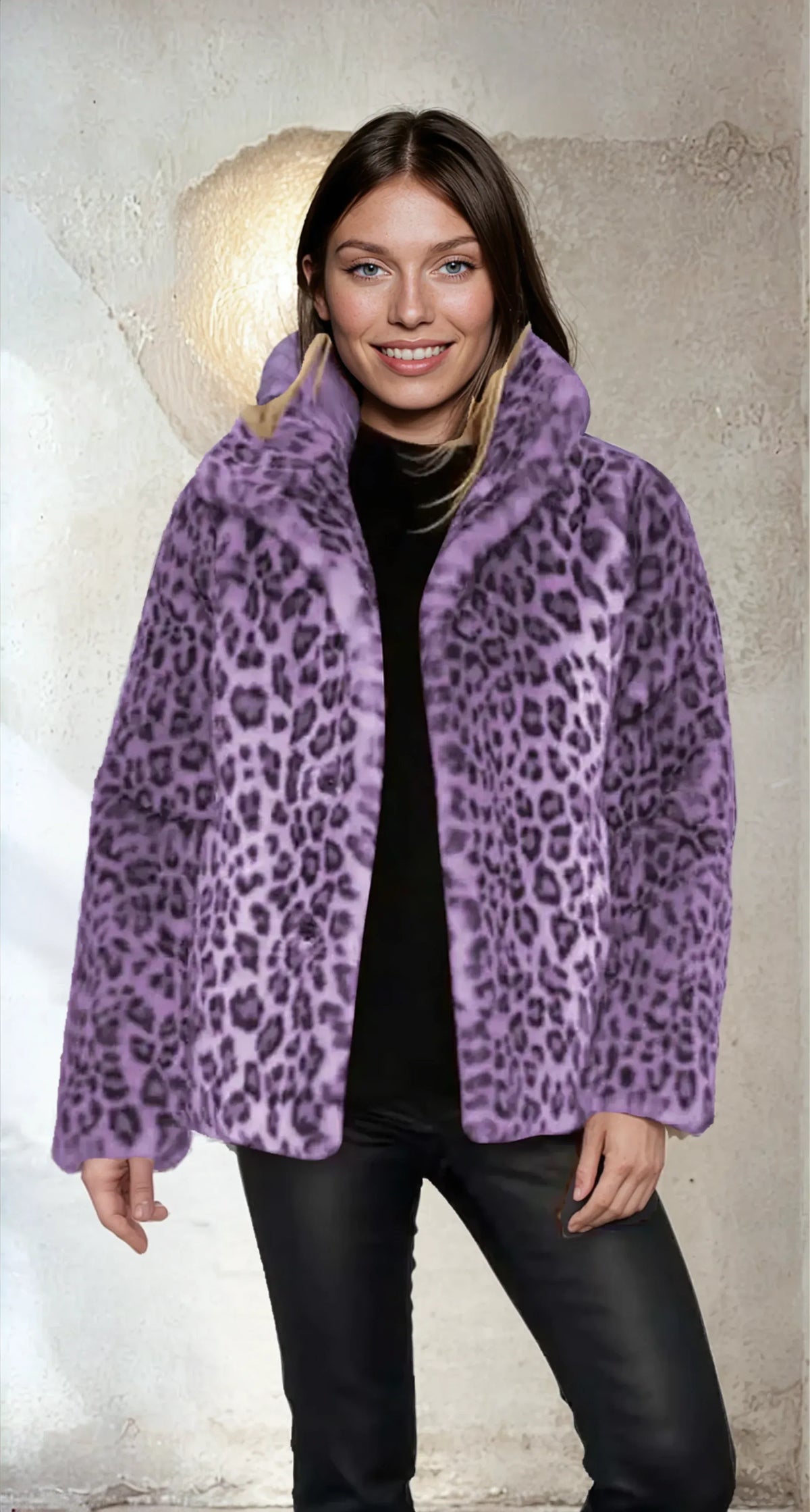 Elena Veste teddy pour femme à imprimé léopard