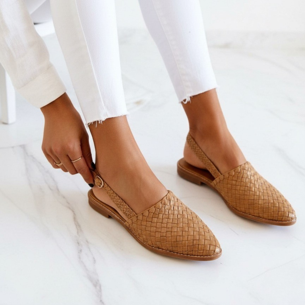 Aria Venn. – Gewebte Damen-Ballerinas mit gepolsterter Innensohle