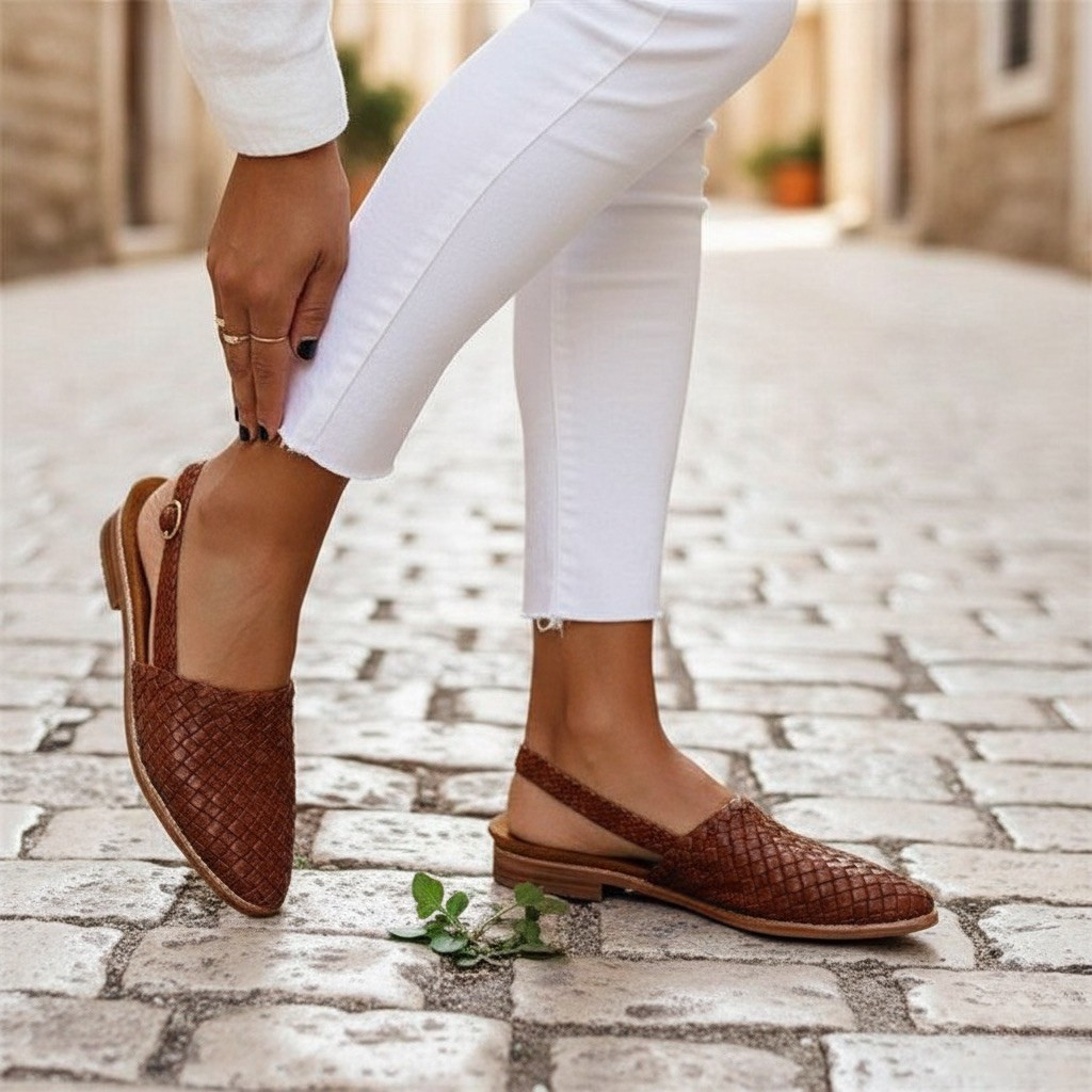 Aria Venn. – Gewebte Damen-Ballerinas mit gepolsterter Innensohle