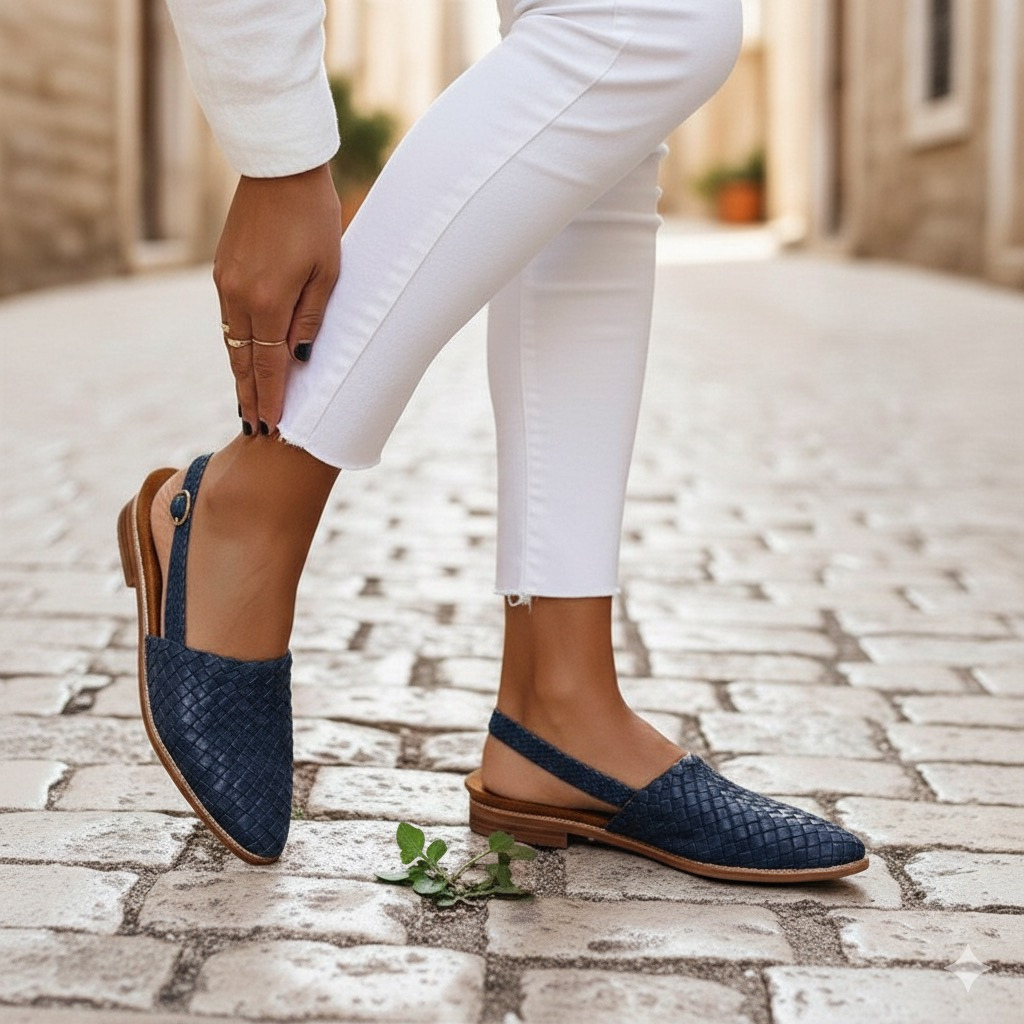 Aria Venn. – Gewebte Damen-Ballerinas mit gepolsterter Innensohle