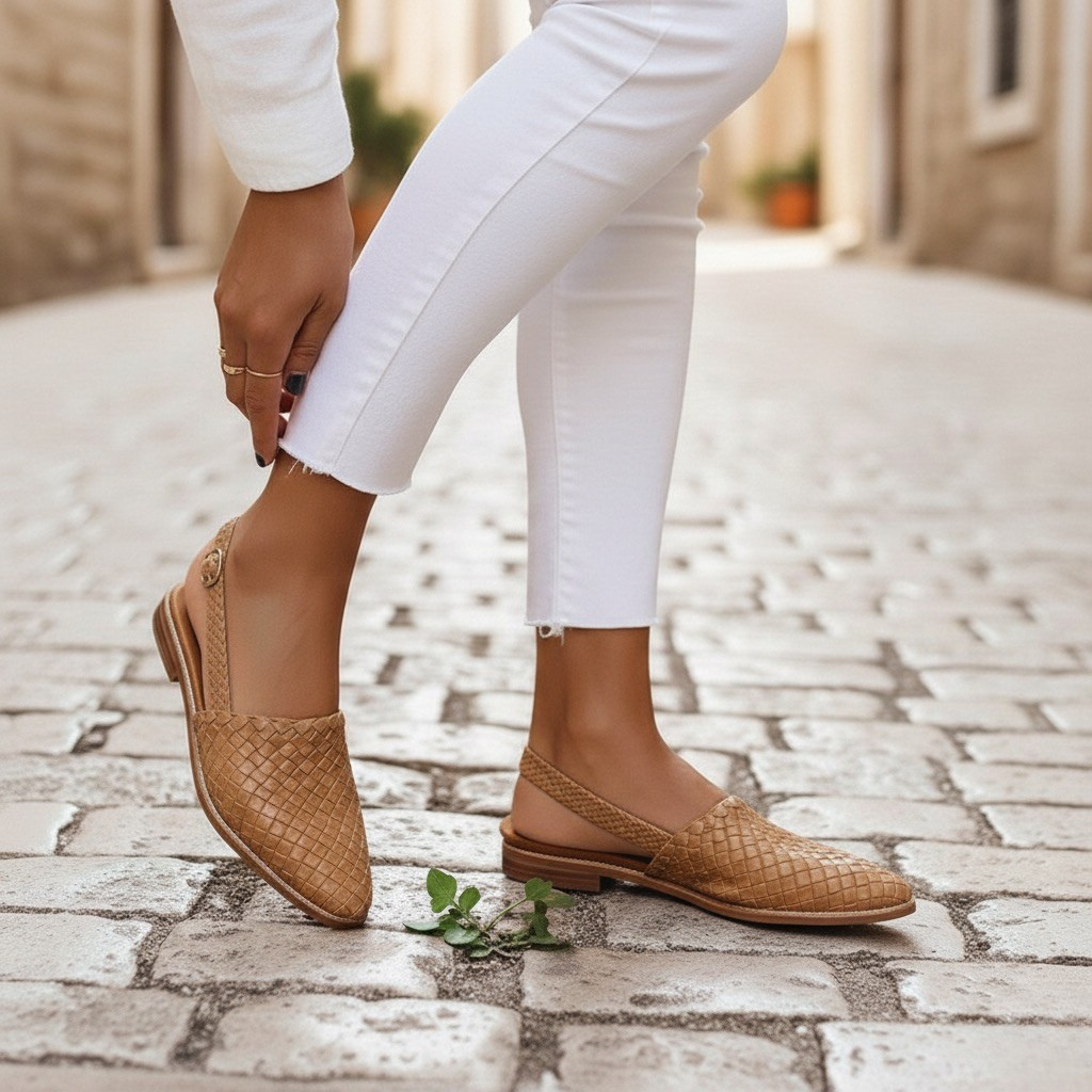 Aria Venn. – Gewebte Damen-Ballerinas mit gepolsterter Innensohle