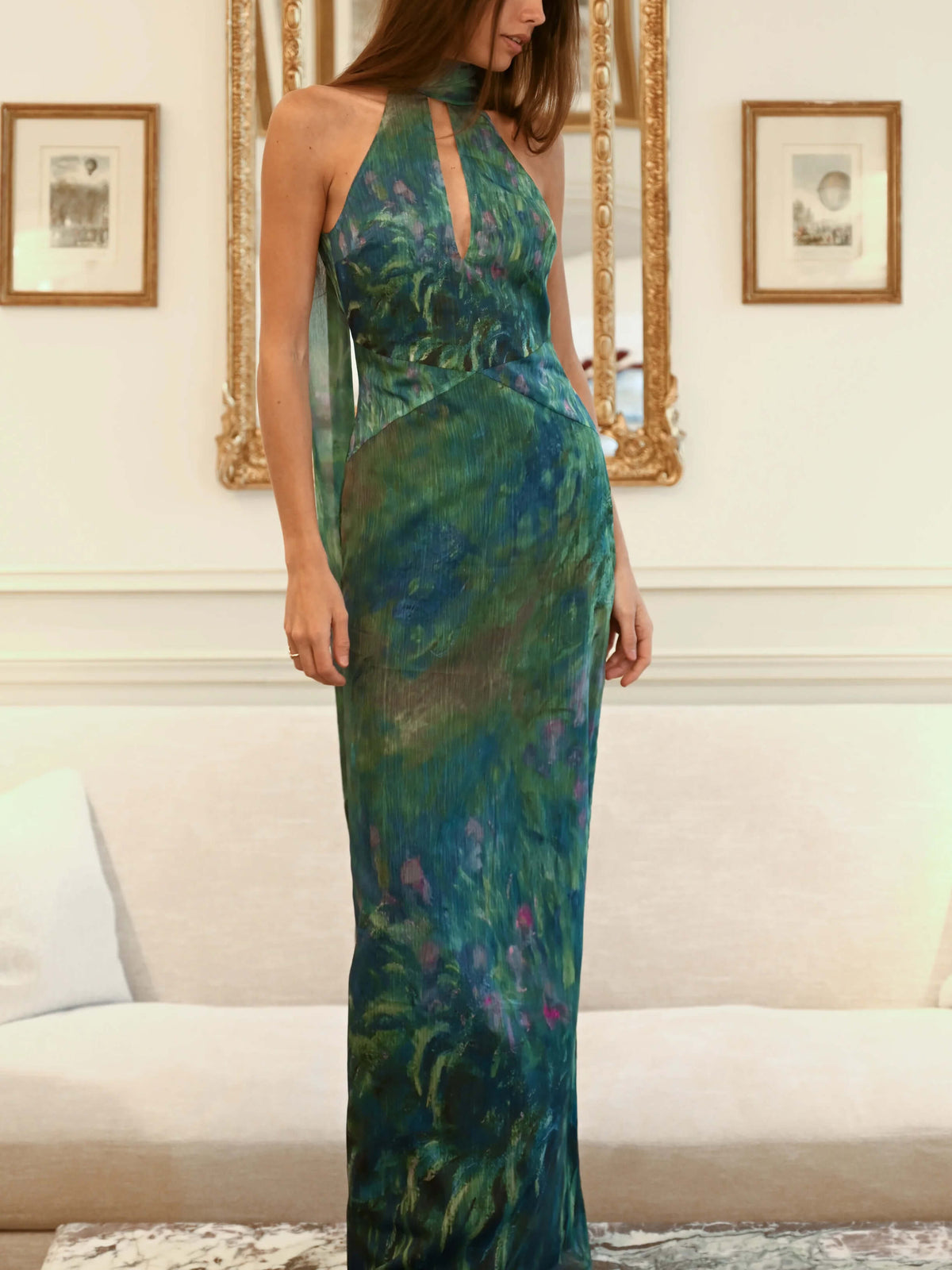ARLENE – Art-Inspired High-Neck Maxi Dress